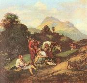 Italienische Landschaft mit ruhenden Wandersleuten Adrian Ludwig Richter